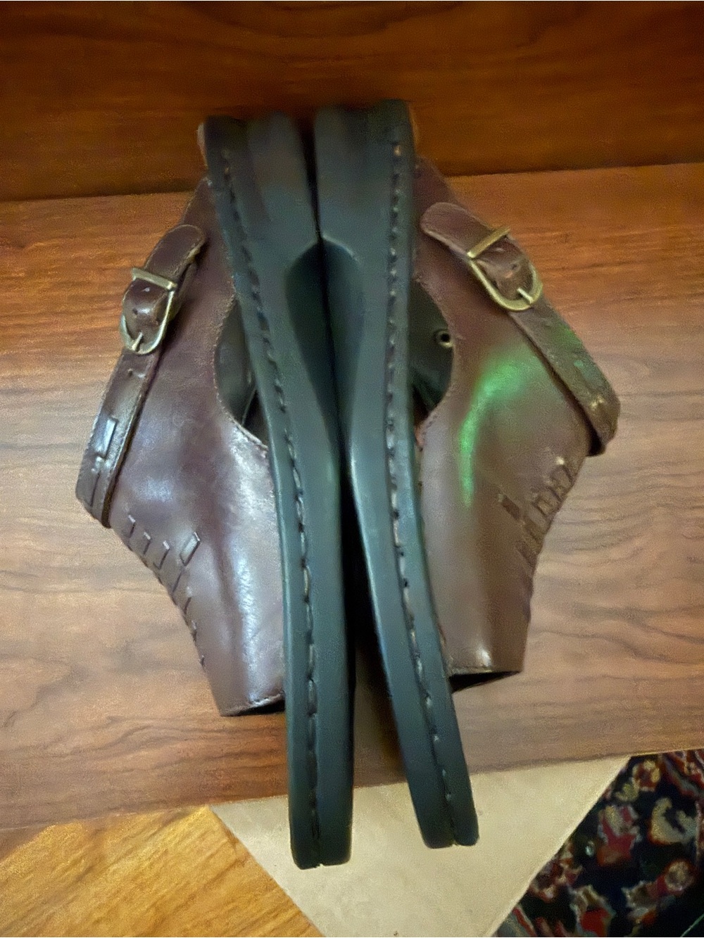 Clarks Women’s size 10 Dark Brown Leather Slide Sandals with Buckle NIB - Picture 4 of 7